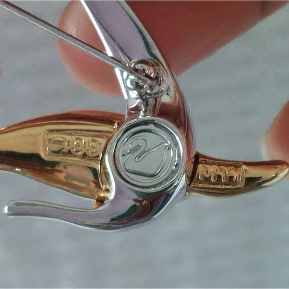 Vintage 1999 Swarovski Flying Bird Freedom Brooch Pin Crystal Paved Two Tones - Picture 7 of 9